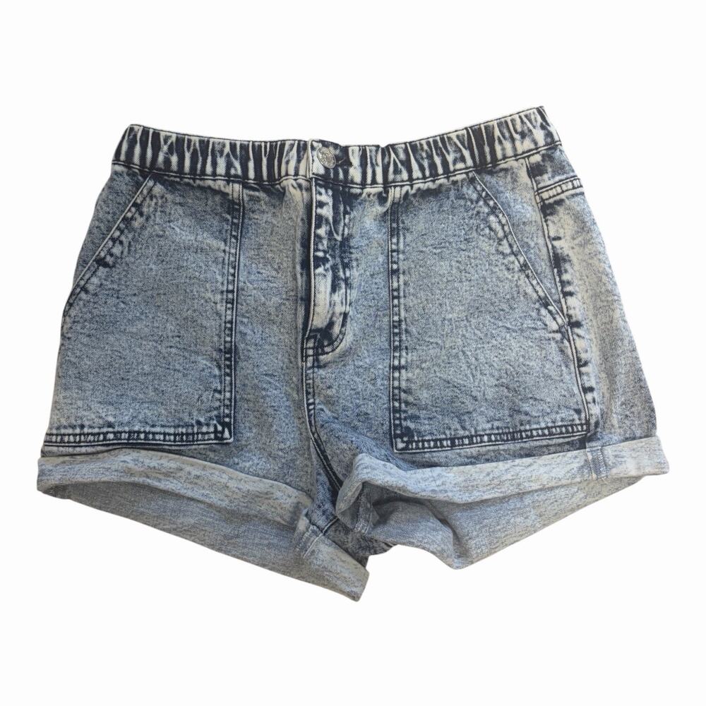 Wild Fable Womens Medium Acid Wash Denim Shorts High Rise Cuffed Blue